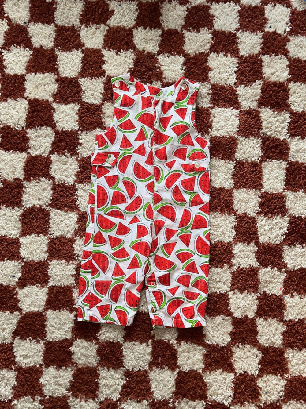 Vintage Watermelon Print Overalls